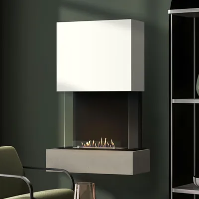 Produktbild von muenkel design Como [moderner Design Ethanolkamin]: Concrete (Betonoptik) - Weiß - safety burner 450