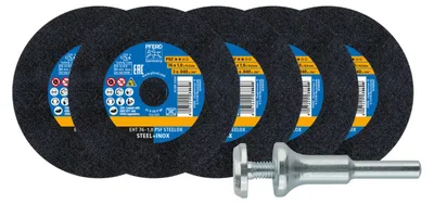 Productafbeelding van PFERD TOOLS, 5 schijfzaagbladen EHT 76x1,0x10 mm, recht, PSF STEELOX, voor staal/roestvrij staal, inclusief 1 spanbout