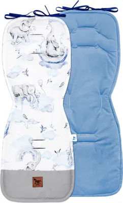 Produktbild von Pepi Sitzauflage für Buggy Kinderwagen mit Samt Sitzeinlage Sommerbezug Doppelseitig Baby Kissen Matratze Eledreams blau