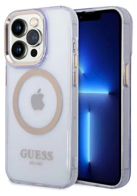 Immagine prodotto di Guess Guhmp14Lhtcmu Custodia rigida per Iphone 14 Pro 6.1 Purpurowy/Purple Profilo Oro Traslucido Magsafe