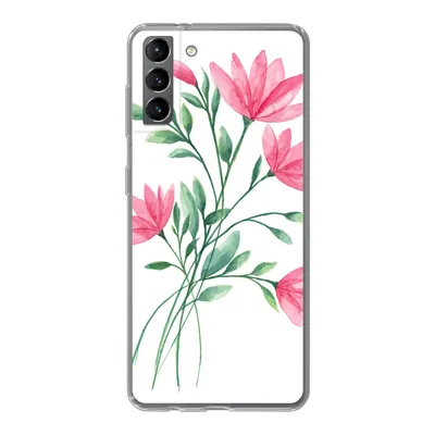 Produktbild von MuchoWow® Handyhülle Schutzhülle Hülle für Samsung Galaxy S21 Plus Blumen - Aquarell - Rosa Silikon Softcase Handy Hülle - Handy-Tasche
