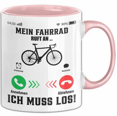 Produktbild von Mein Fahrrad Ruft An... Ich Muss Los Tasse Geschenk Für Fahrradfahrer Geschenkidee Kaffee-Becher (Rosa)