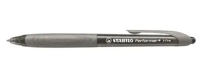 Image de Stylo à bille "Performer+", corps gris, encre bleue, 0,38 mm, mécanisme de pression, STABILO