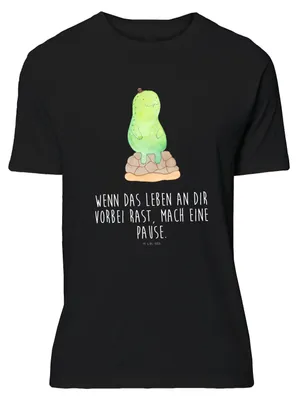 Produktbild von Mr. & Mrs. Panda S T-Shirt Schildkröte Pause - Schwarz - Geschenk, oberteil, Motiv, Achtsam, Achtsamkeit, Panzer, Rundhals, Entspannen, Tshirt