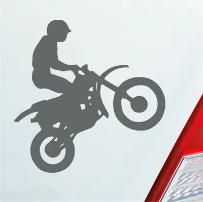 Produktbild von Auto Aufkleber Motorcross Motorrad Bike Tuning 10x9 cm Grau Sticker Heckscheibenaufkleber