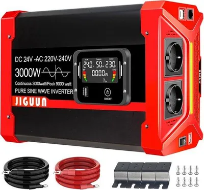 Productafbeelding van Zuivere Sinus Omvormer 3000W 24V naar 230V met EU Stopcontacten en USB-C
