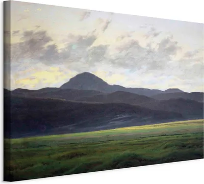 Produktbild von Vliesstoff Leinwandbild - Berglandschaft in Böhmen (Caspar David Friedrich) 90x60 cm Reproduktionen l-G-10442-b-a