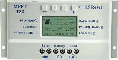 Obrázek produktu pro Solární regulátor nabíjení, vysoká účinnost, duální funkce časovače, zelený, 30 A