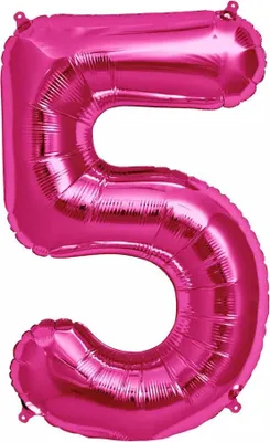 Image de Grand Ballon En Aluminium Pour Un Anniversaire Ou Une Fête, Chiffre 5, Rose Vif, 40 Cm
