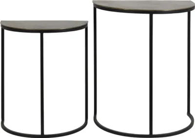 Produktbild von Light & Living Beistelltisch Set von 2 Peto rau antik Bronze-matt Schwarz - 41x23x49 + 46x31x55 cm