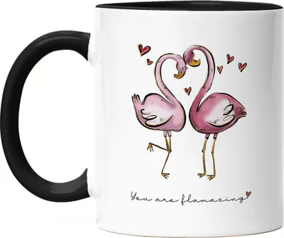 Produktbild von Flamingo Flamazing Tasse Schwarz Valentinstag Freundin Freund Süß Geschenkidee Paar Liebe Couple Jahrestag
