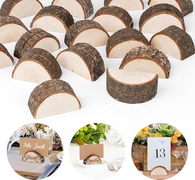 Produktbild von Holz-Kartenhalter - 20 Stück - Natürliches Holz - Rustikal