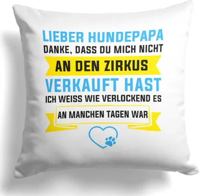 Produktbild von 22Feels Hundepapa Geschenk Herrchen Hund Kissen Deko Männer Vatertag Geburtstag Weihnachten Hundeliebe Dekoration Couch Welpe Sofa Wohnaccessoire Wohnzimmer Schlafzimmer Couch