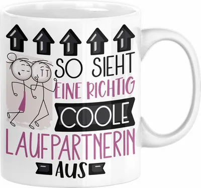 Produktbild von Laufpartnerin Geschenk Tasse Lustig Geschenkidee für Laufpartnerin Geburtstag So Sieht Eine Richtig Coole Laufpartnerin Aus Frauen Spruch (Weiß)