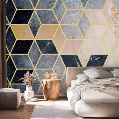 Produktbild von Selbstklebende Folie Fototapete - Blue Geometric Pattern 98x70 cm Abstrakt f-B-10099-a-a