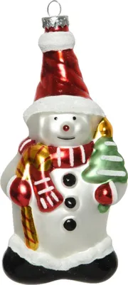 Produktbild von Decoris Schneemann Glas winterweiss 15,6 cm