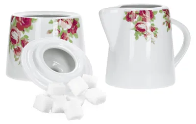 Zdjęcie produktu dla 2-częściowy zestaw cukier-mleko Rosentraum cukiernica 300 ml dzbanek na mleko 220 ml dozownik cukru porcelana