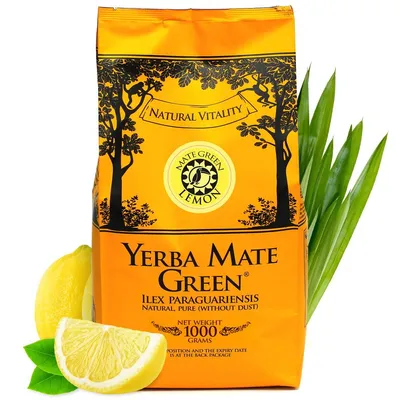 Produktbild von Mate Green Yerba Mate Lemon 1 kg – Grüner Mate-Tee mit Zitrone & Zitronengras, ungeräuchert, erfrischend, koffeinhaltig, natürliche Energie, vegan