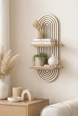 Produktbild von Skye Decor, Moderne Wandregal in Weiß, 26 x 35 x 13 cm | 100% MDF, 18 mm dick | Skandinavisches Design, geometrisch, ideal für stilvolle Wohnräume und Büros.