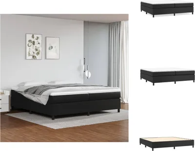 Obrázok produktu pre vidaXL Box spring bed black 200x200 cm Imitácia kože - Postele a rámy postelí