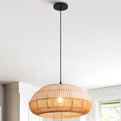Imagen del producto de Parrot Uncle Lámpara Colgante E27, 48cm, Natural, Tejido a Mano de Ratán, Altura Ajustable, Estilo Boho, Comedor y Salón, Sin Bombilla