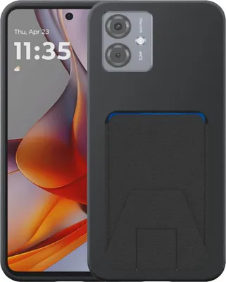 Immagine prodotto di Adatto per Motorola Moto G75 Custodia per telefono con scanalatura regolabile in pelle - Custodia flessibile in silicone TPU con scanalatura regolabile in pelle - Nero - Smartphonics