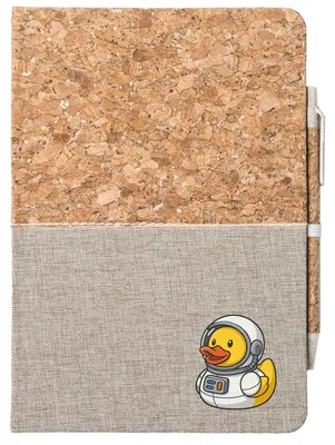 Produktbild von Huuraa Notizbuch A5 Quietscheente Astronaut Gummiente Raumfahrer 80 Blatt inkl. Kugelschreiber Tagebuch Geschenkidee