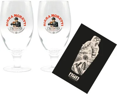 Produktbild von Birra Moretti 2er Set Bierglas 2x Glas Gläser Tulpe mit 0,2L Eichung