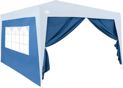 Produktbild von DEUBA® 2er Set Seitenwände je Seite 3x2 m Wasserabweisend Seitenfenster Reißverschluss Haltbänder Pavillon Faltpavillon Gartenzelt Partyzelt Blau 6x3m