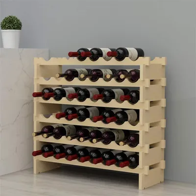 Weinregal 6-stöckig für 48 Flaschen, Naturholz, 90x30x81 cm