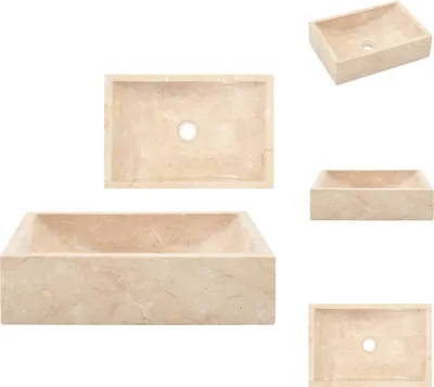 Immagine prodotto di vidaXL Lavabo 45x30x12 cm in marmo crema lucido - Lavabo da bagno