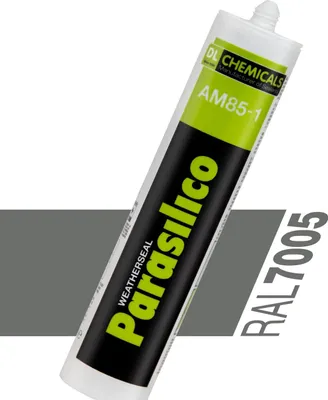 Produktbild von Sanitär Silikon Parasilico AM-85 – neutralvernetzender Silikon-Dichtstoff, schimmelhemmend & dauerelastisch, für Bad & Küche, innen & außen, UV- und witterungsbeständig (1x Kartusche, Dunkelgrau (Mausgrau) RAL 7005)