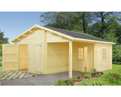 Produktbild von Einzelgarage Palmako Roger 21,9+5,2 m² mit Holztor 510 x 550 cm tauchgrundiert