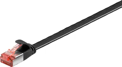 Produktbild von CAT 6 Flach-Patchkabel, U/FTP, schwarz Kupferleiter (CU)