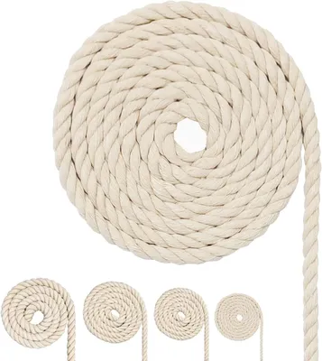 Imagen del producto de Cuerda de algodón para macramé, de 8 mm de diámetro, 10 metros de longitud, color beige, ideal para proyectos creativos