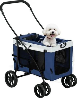 Immagine prodotto di PawHut, passeggino per cani, carrello per cani, adatto a cani di piccola e taglia mini, colore blu Oxford