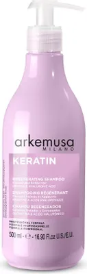 Obrázek produktu pro Arkemusa | Regenerační šampon s keratinem 500 ml - Hloubková regenerace - Pro poškozené vlasy - Intenzivní smáčení