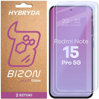 Produktbild von Flexibles Hybridglas für Xiaomi Redmi Note 15 Pro 5G, Bizon Hybrid Mule Duo, 2 Stück