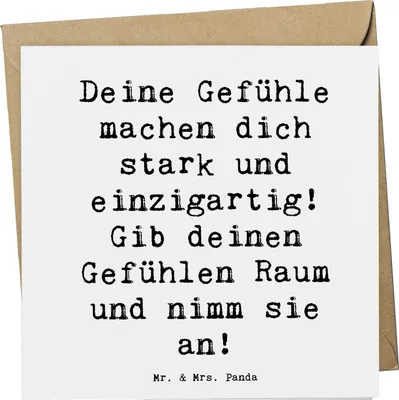 Produktbild von Mr. & Mrs. Panda Glückwunschkarte Spruch Emotionen ausdrücken - Weiß - Geschenk, faltkarte, Zuversicht, Stärke, kreative Geschenke, Gefühle zeigen, Detailverliebtheit