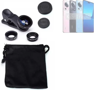 Produktbild von K-S-Trade Smartphone Kamera Linsen Set Kompatibel mit Xiaomi 13 Lite 3in1 Clip-On Kamera Adapter Macro Weitwinkel FishEye Fischauge Objektiv Linse