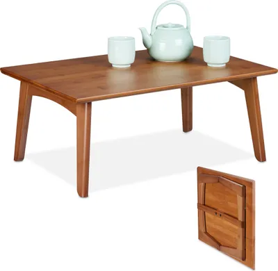 Produktbild von Relaxdays Couchtisch, klappbar, Walnussoptik, HxBxT: 25 x 60 x 40 cm, Bambus, niedriger Beistelltisch, Wohnzimmer, braun