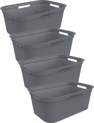 Produktbild von Rotho 4er Set Wäschekorb 41L Brisen - Wäschesammler - Wäsche Korb 59,6 x 39,6 x 31,3 cm - Wäschebox Kunststoff - Aufbewahrungskorb Wäschebehälter