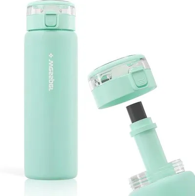 Obrázok produktu pre Sklenená fľaša na pitie 680 ml s vodným filtrom Bez BPA, nepriepustná sklenená fľaša s filtrom s aktívnym uhlím, fľaša na vodu so skrutkovacím uzáverom na fitness, do školy, do kancelárie - Mint