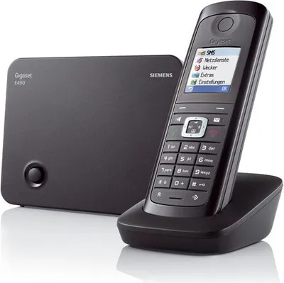 Produktbild von Gigaset Gigaset E490 Strahlungsarmes Schnurlostelefon, Farbdisplay, Rufnummernanzeige, 12h Sprechzeit, 10 Tage Standby, Freisprechfunktion, DECT