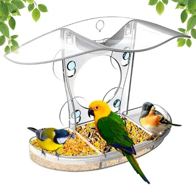 Produktbild von Vogelhaus für Fenster, transparentes Acryl, 3 Größen, für Garten