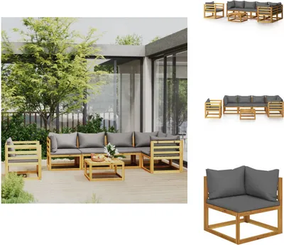 Image de vidaXL Ensemble de salon de jardin 7 pièces avec coussins en bois massif d'acacia - Ensembles de meubles de jardin