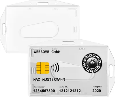Produktbild von WEBBOMB Ausweishüllen 2 Stück Horizontaler und Vertikaler Kartenhalter mit Daumenausschub Dual-Use Transparente Ausweis Halter Hartplastik Schutzhülle