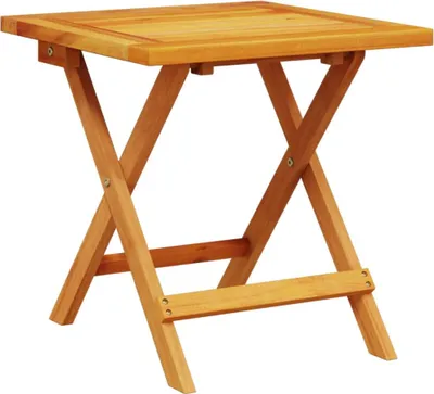 A wooden folding side table on a white background.