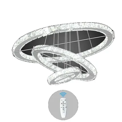 Zdjęcie produktu dla Kryształowy żyrandol, oświetlenie LED, zdalne sterowanie, 3 pierścienie D20 40 60cm, ściemniane pilotem