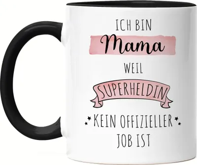 Produktbild von Ich Bin Mama Weil Superheldin Kein Anerkannter Job Ist Tasse Schwarz Geschenk Danke Sagen